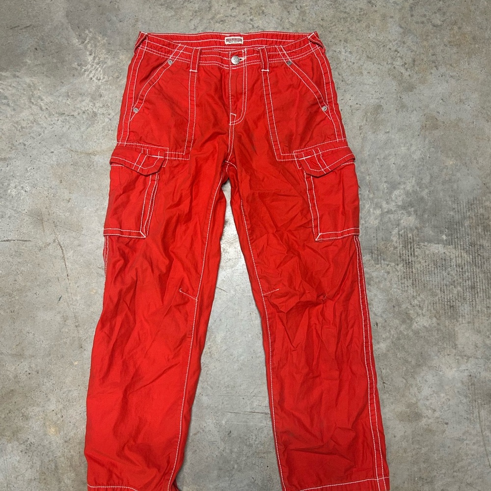 True Religion Vibrant Red Cargo Pants